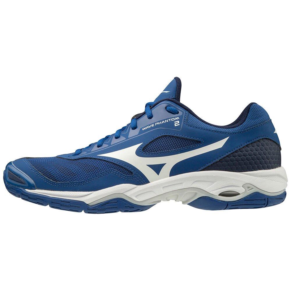 Mizuno Men's Handball Shoes WAVE PHANTOM 2 Blue/White/Blue - QYVJDFH-96